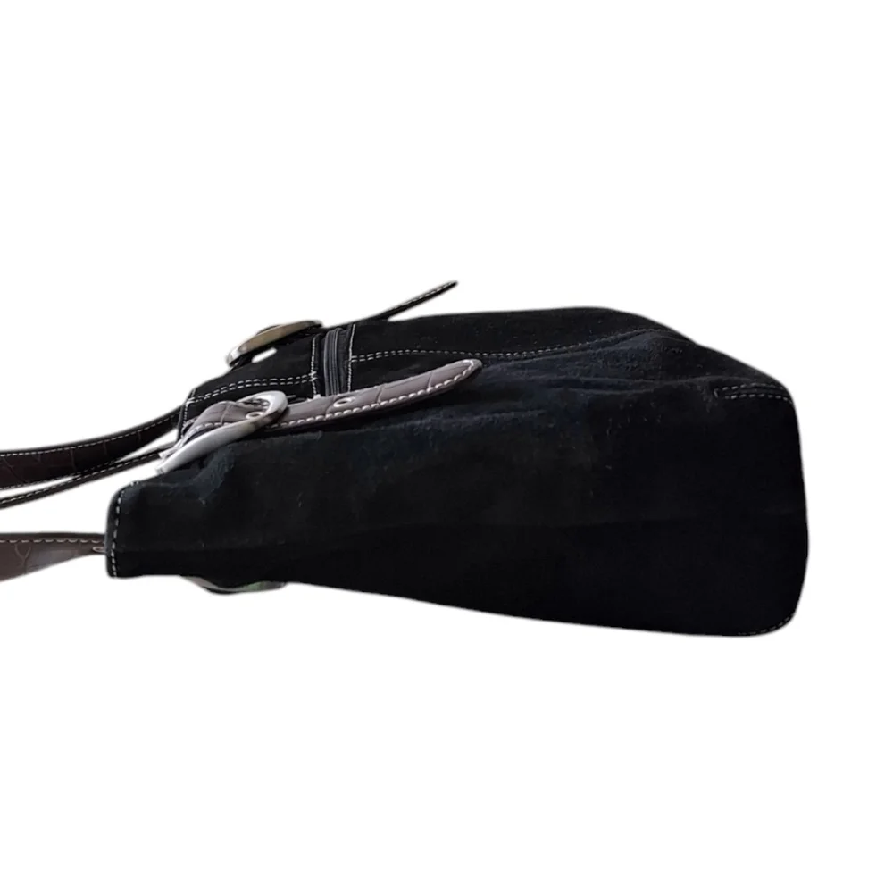 Tig & Co Black Suede Leather Tote Shoulder Bag Casual Scandi